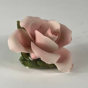 Unmarked Porcelain Pink Rose Flower Handmade Handpainted 1.5" POOR Forever Gift